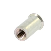 Écrou Noyé RIVKLE® en Acier Zingué à Fût Cylindrique Lisse Ouvert (Tête Fraisée)