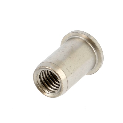 Écrou Noyé RIVKLE® en Inox à Fût Cylindrique Lisse Ouvert (Tête Plate)